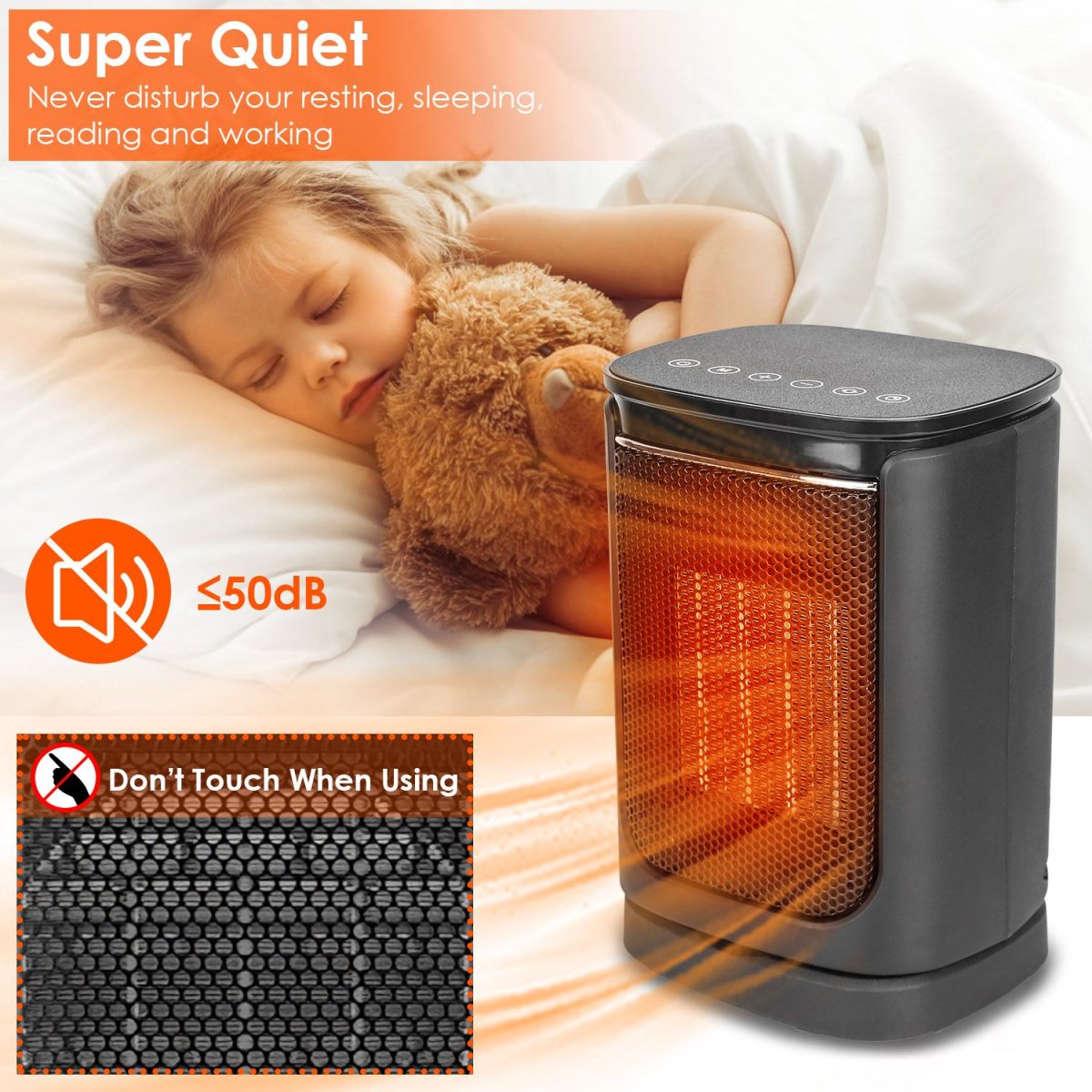 1500W Oscillating Ceramic Space Heater, Portable Electric Heater with Digital Display,Remote Control,3 Heat Modes,Safety Shut-Off for Indoor Use - Image 6