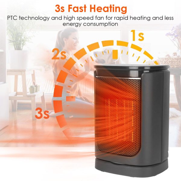 1500W Oscillating Ceramic Space Heater, Portable Electric Heater with Digital Display,Remote Control,3 Heat Modes,Safety Shut-Off for Indoor Use