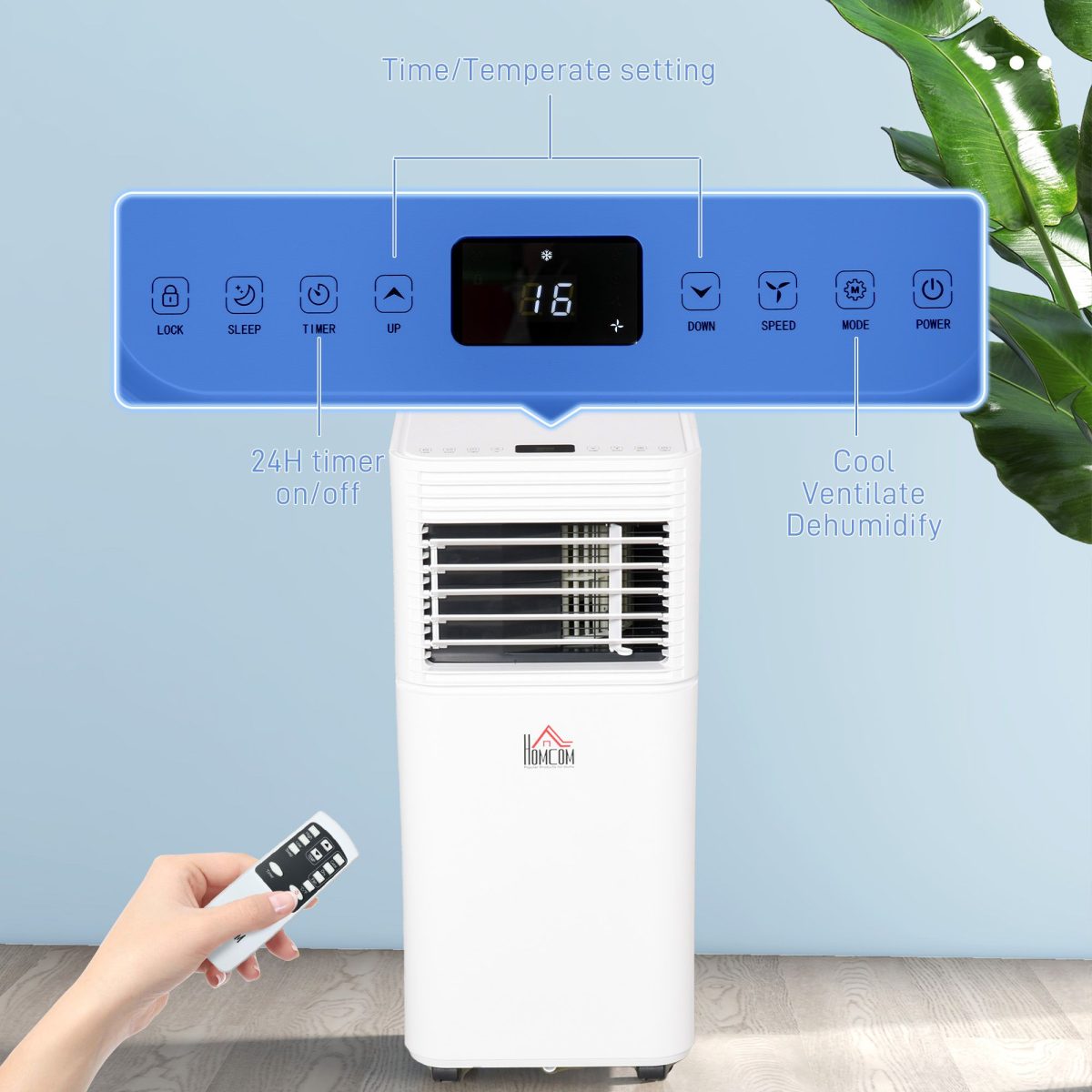 8000 BTU Mobile Air Conditioner for Cooling and Dehumidifying, Remote Control, 24H Timer, LED Display, White - Image 7
