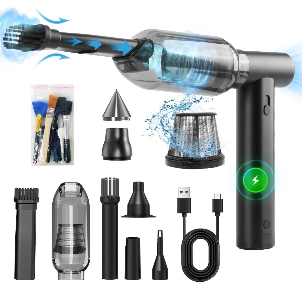 Compressed Air Duster Brushless Motor 250000RPM Stepless Variable Speed 10000mAh Battery Cordless Dust Blower Vacuum Cleaner Portable Jet Dry Blower for PC Keyboard Car Home - Image 2