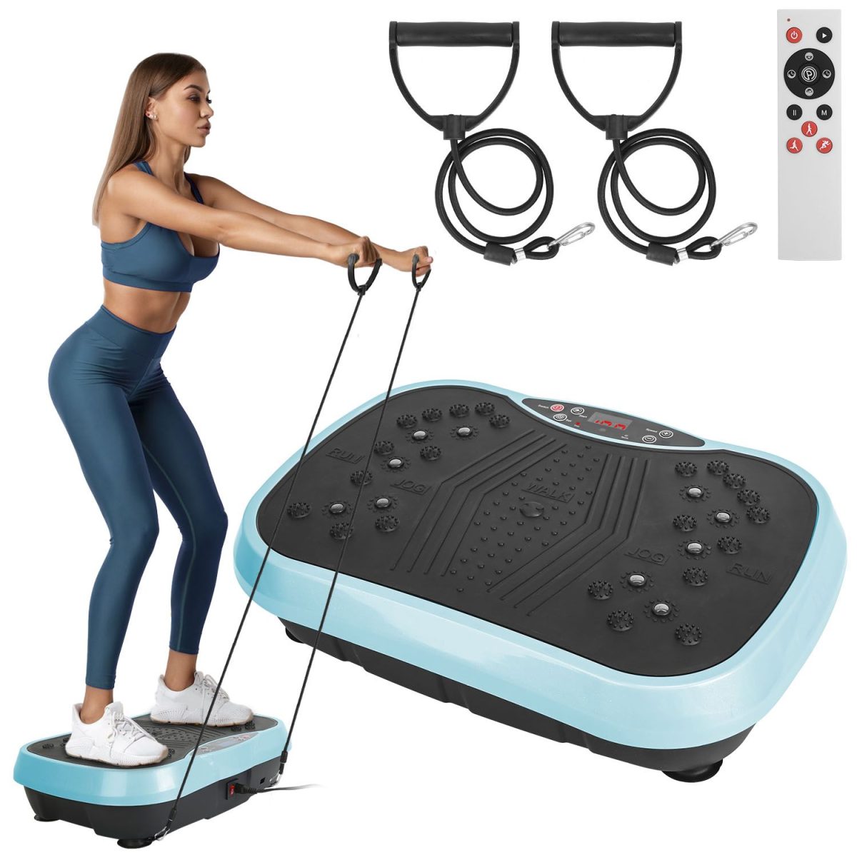 Vibration Exercise Machine With Resistant Bands Remote Control Whole Body Vibration Platform Workout Equipment Home Fitness Training Equipment For Weight Loss Fat Burner - Image 17