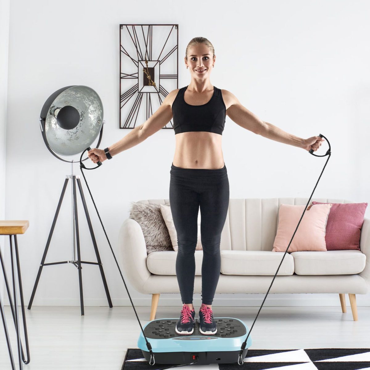 Vibration Exercise Machine With Resistant Bands Remote Control Whole Body Vibration Platform Workout Equipment Home Fitness Training Equipment For Weight Loss Fat Burner - Image 27