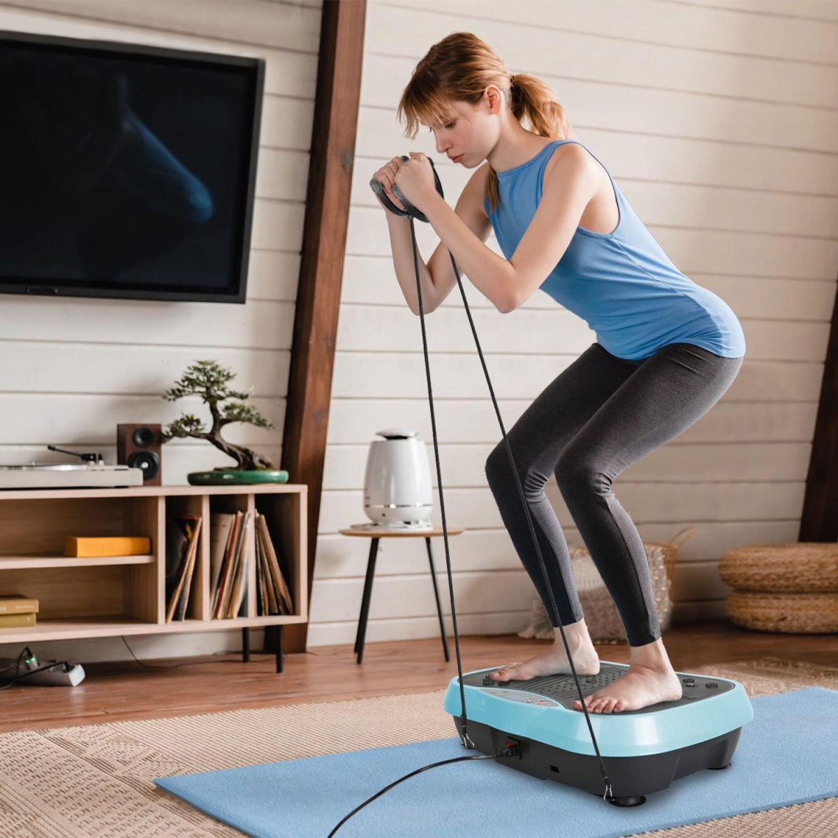 Vibration Exercise Machine With Resistant Bands Remote Control Whole Body Vibration Platform Workout Equipment Home Fitness Training Equipment For Weight Loss Fat Burner - Image 28