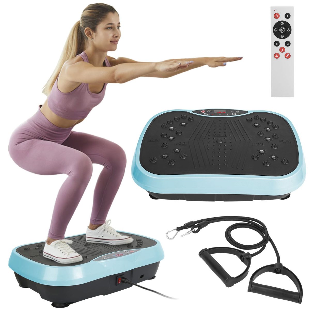 Vibration Exercise Machine With Resistant Bands Remote Control Whole Body Vibration Platform Workout Equipment Home Fitness Training Equipment For Weight Loss Fat Burner - Image 16