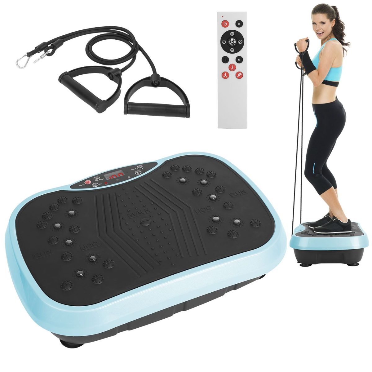 Vibration Exercise Machine With Resistant Bands Remote Control Whole Body Vibration Platform Workout Equipment Home Fitness Training Equipment For Weight Loss Fat Burner - Image 18