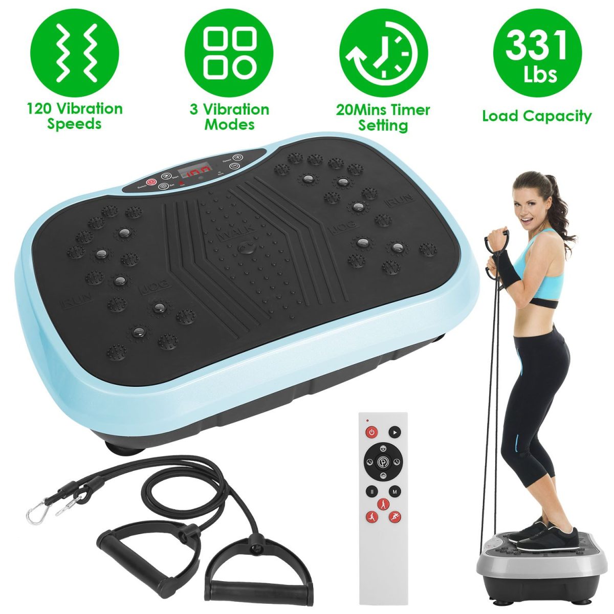 Vibration Exercise Machine With Resistant Bands Remote Control Whole Body Vibration Platform Workout Equipment Home Fitness Training Equipment For Weight Loss Fat Burner - Image 21