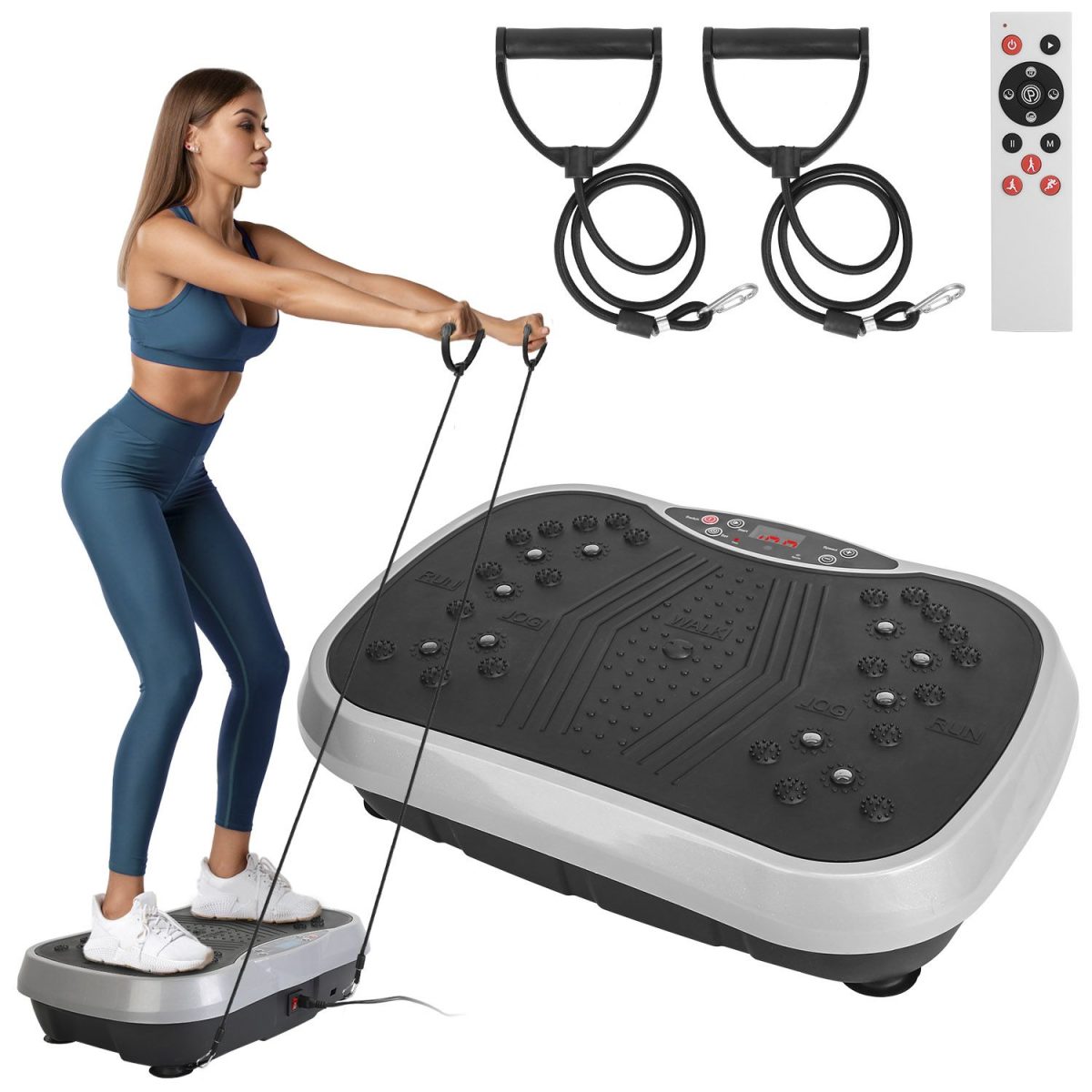 Vibration Exercise Machine With Resistant Bands Remote Control Whole Body Vibration Platform Workout Equipment Home Fitness Training Equipment For Weight Loss Fat Burner - Image 2