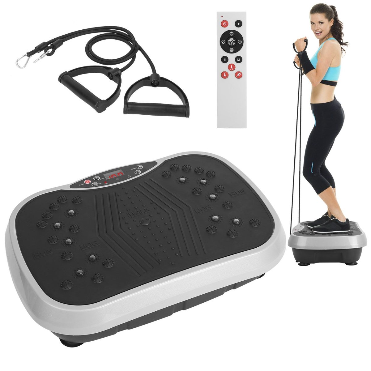 Vibration Exercise Machine With Resistant Bands Remote Control Whole Body Vibration Platform Workout Equipment Home Fitness Training Equipment For Weight Loss Fat Burner - Image 5