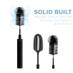Electric Rechargeable Bottle Cleaning Brush Set with 2 Replacement Brush Heads, Anti-Fingerprint Aluminum Alloy Handheld Cup Washer, Portable Automatic Glass Jar Mug Tumbler Cleaning Tool for Kitchen
