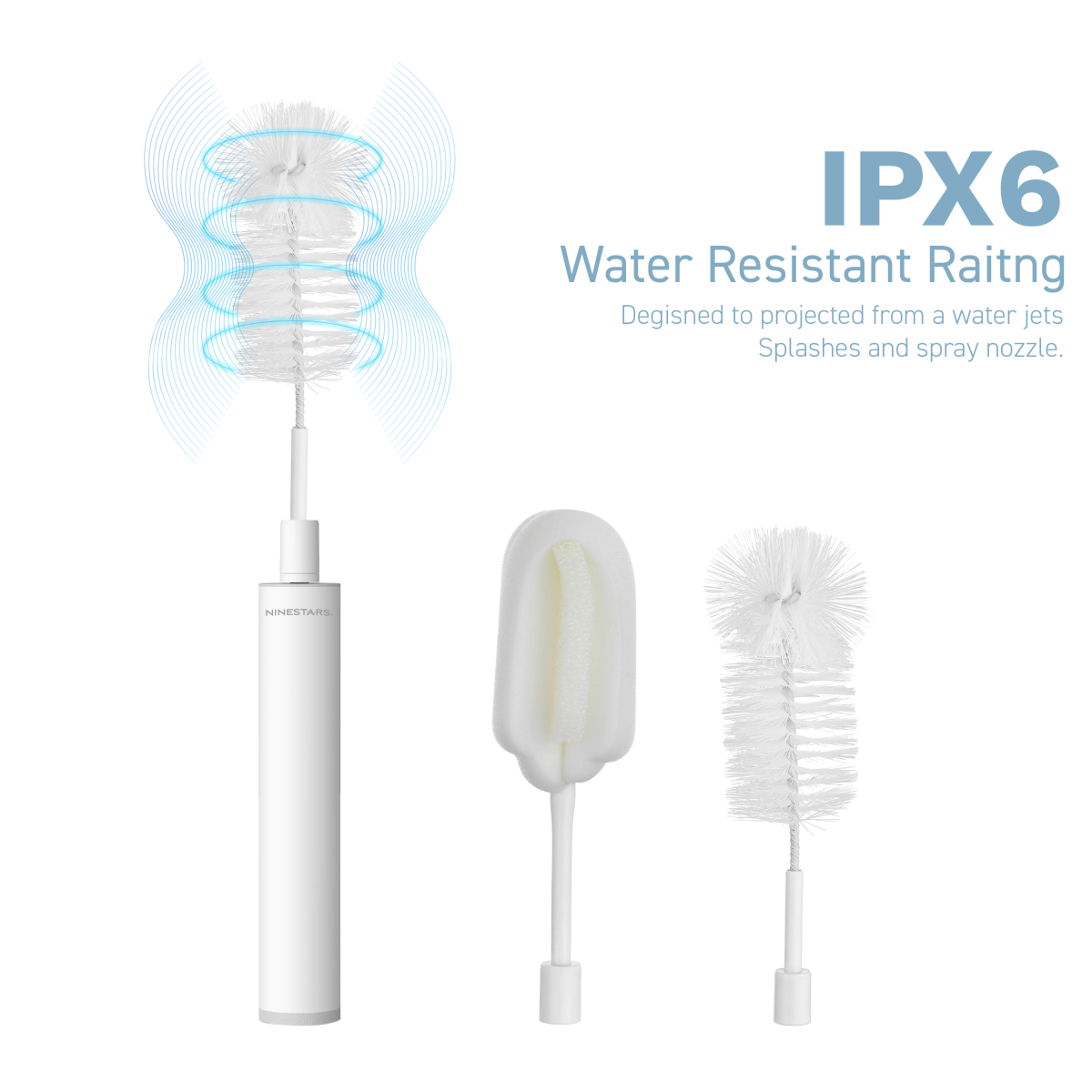 Electric Rechargeable Bottle Cleaning Brush Set with 2 Replacement Brush Heads, Anti-Fingerprint Aluminum Alloy Handheld Cup Washer, Portable Automatic Glass Jar Mug Tumbler Cleaning Tool for Kitchen - Image 11