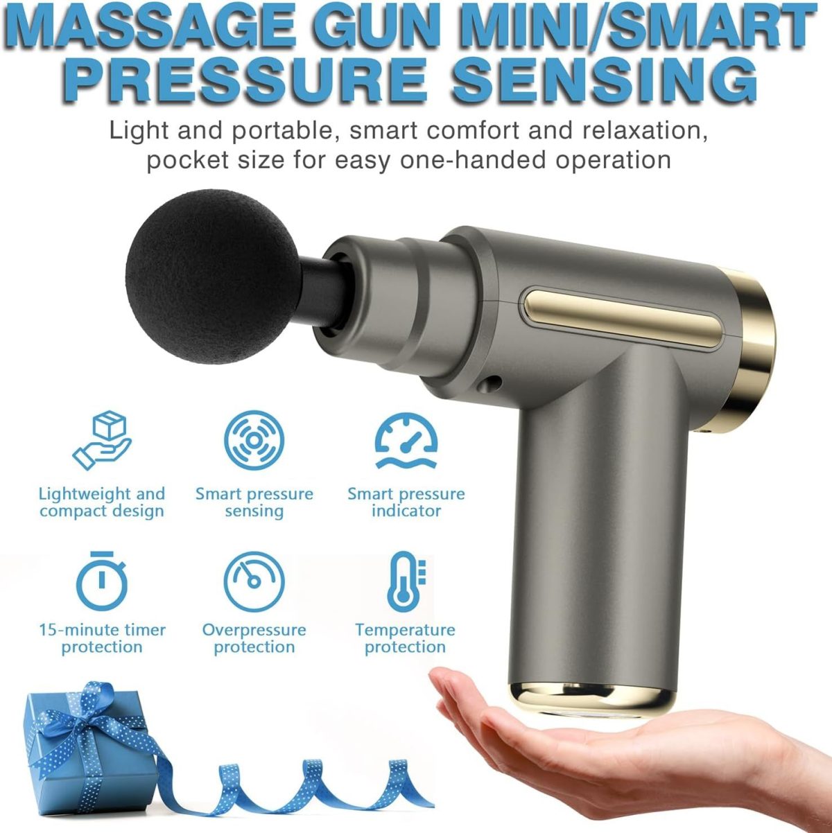 Massage Gun Deep Tissue for Pain Relief with 4 Massage Heads & 6 Speeds, Electric Mini Handheld Body Massager for Any Pain Relief, Best Gifts for Men and Mom - Image 10