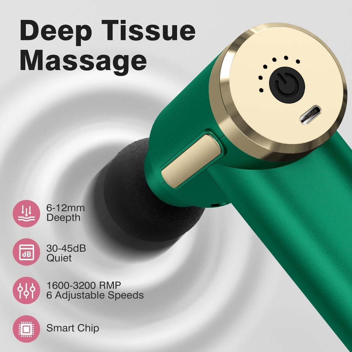 Massage Gun Deep Tissue for Pain Relief with 4 Massage Heads & 6 Speeds, Electric Mini Handheld Body Massager for Any Pain Relief, Best Gifts for Men and Mom - Image 12