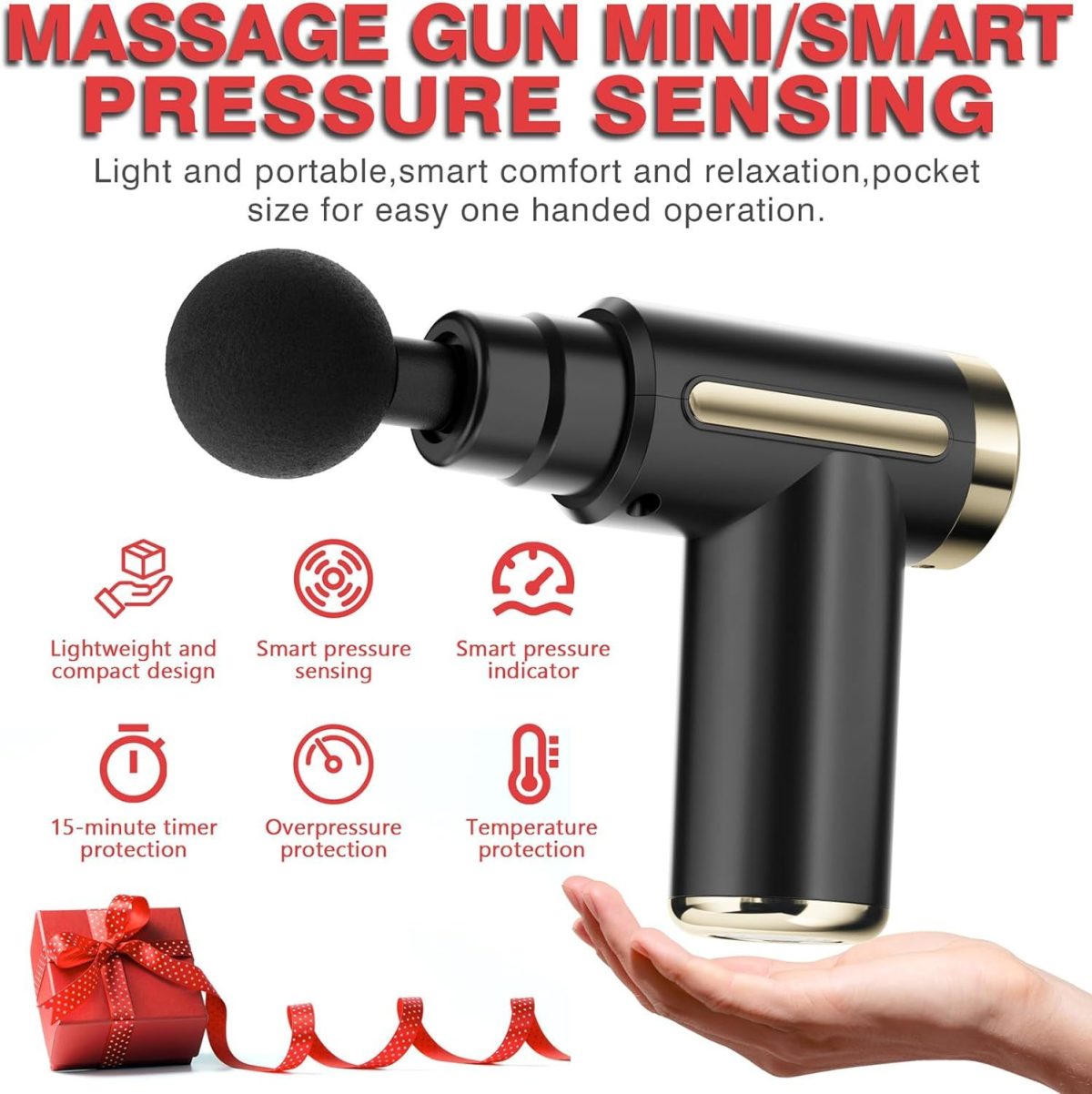 Massage Gun Deep Tissue for Pain Relief with 4 Massage Heads & 6 Speeds, Electric Mini Handheld Body Massager for Any Pain Relief, Best Gifts for Men and Mom - Image 4