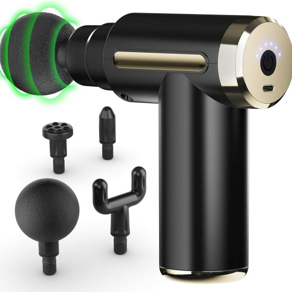 Massage Gun Deep Tissue for Pain Relief with 4 Massage Heads & 6 Speeds, Electric Mini Handheld Body Massager for Any Pain Relief, Best Gifts for Men and Mom