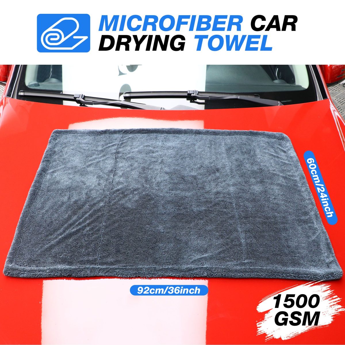 36x24'' 1500GSM Microfiber Car Drying Towel Extra Large Detailing Cleaning Cloth - Image 9