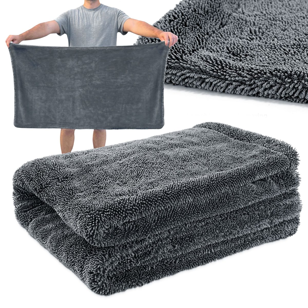 36x24'' 1500GSM Microfiber Car Drying Towel Extra Large Detailing Cleaning Cloth - Image 2