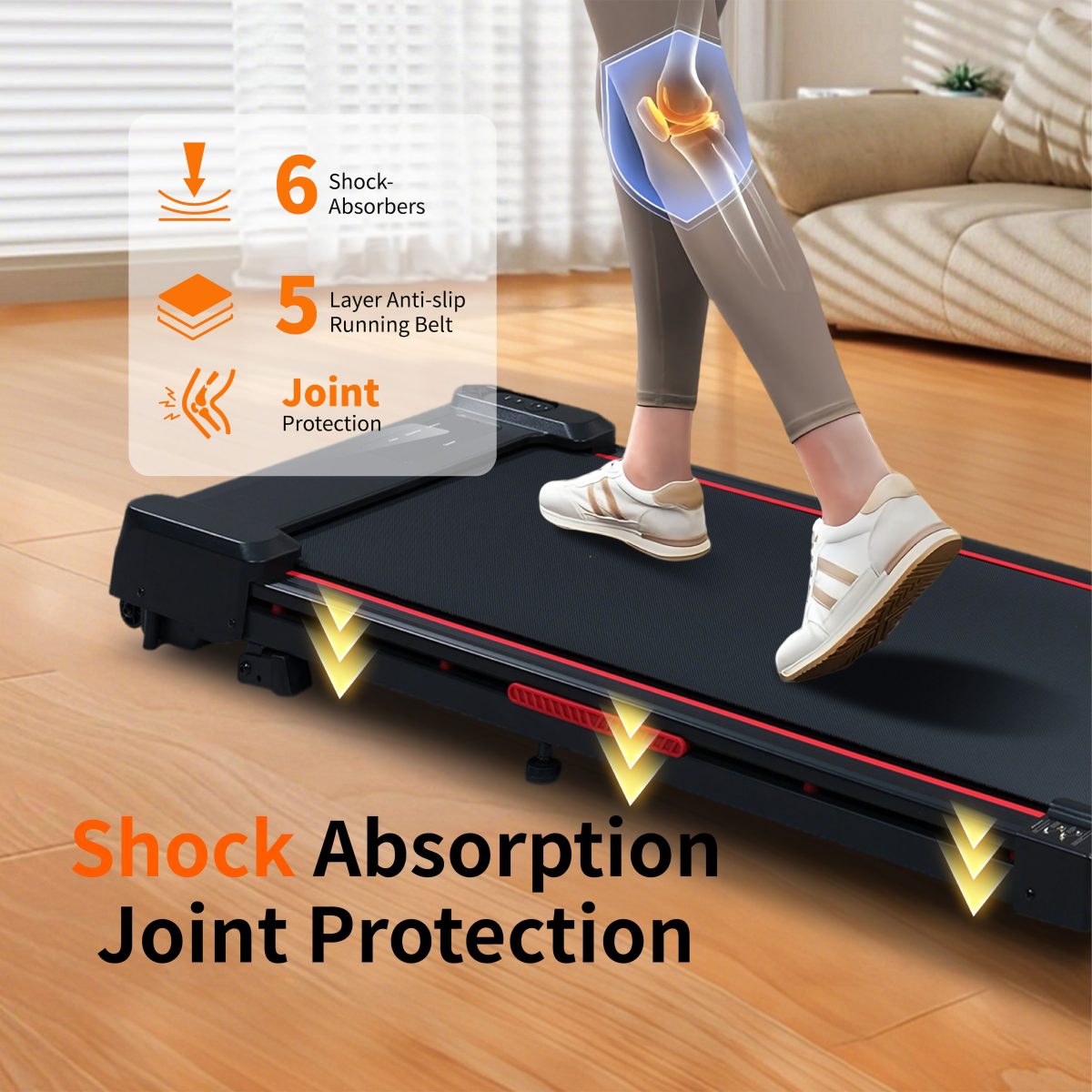 Walking Pad Treadmill with 8° Incline, Remote Control 2.5HP Portable Compact Treadmills for Home Office, Treadmill 220 lb Capacity, LED Display - Image 7