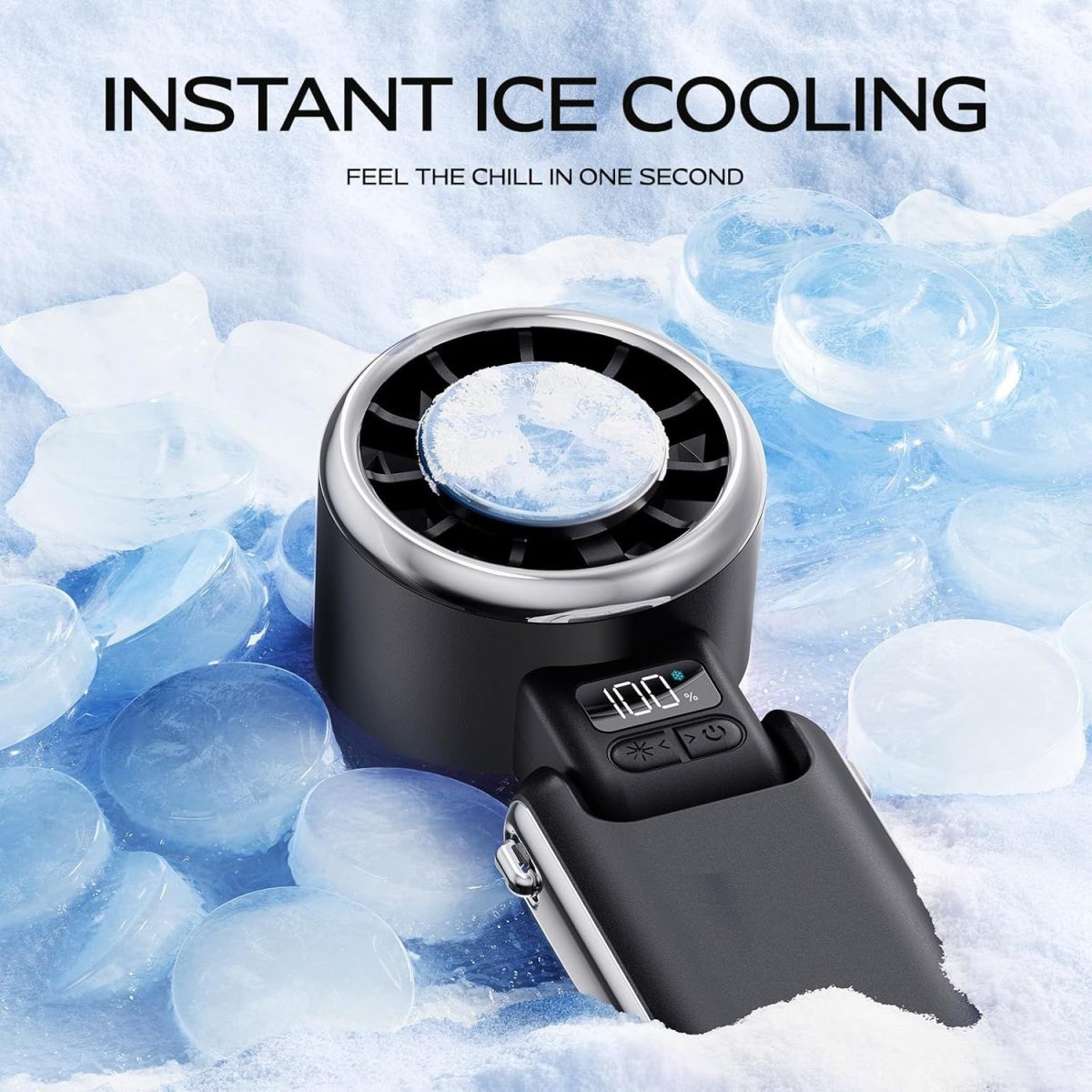 Portable Handheld Fan with Ice Cooling - 5 Gear High Speed Personal Turbo Fan Rechargeable, Up to 13 Hrs, Mini Hand Fans for Travel Essentials, Beach Vacation, Gifts for Women, Men - Image 6