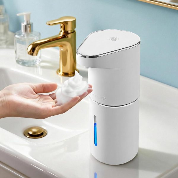 Automatic Foaming Soap Dispenser, 13oz/350ml White Touchless Foam Hand Soap Dispenser with 3 Foam Levels Wall-Mounted & Countertop Design Type-C Rechargeable for Kitchen Bathroom