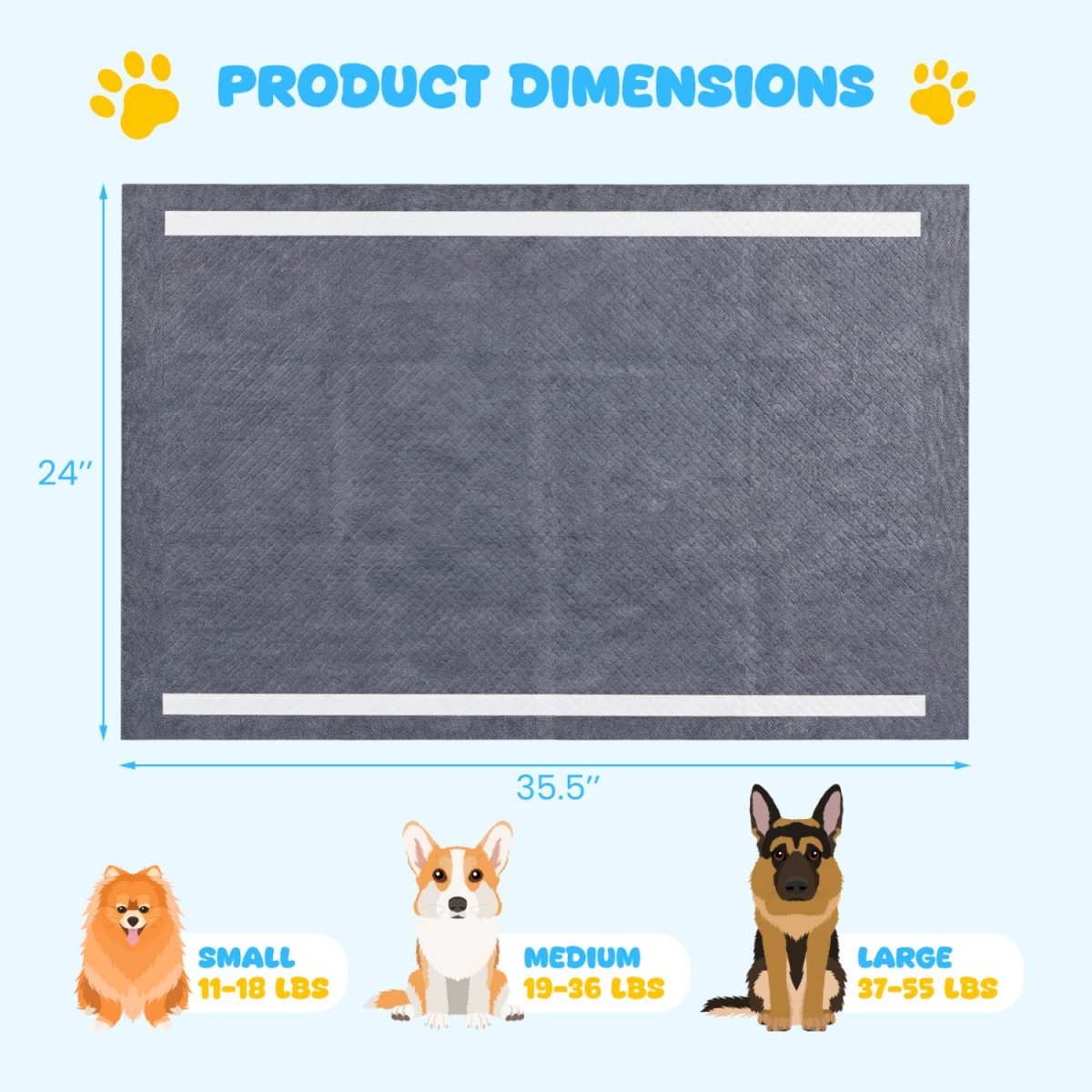 35.5" x 24" Charcoal Dog Pee Pads 6-Layer for Dogs - Image 4