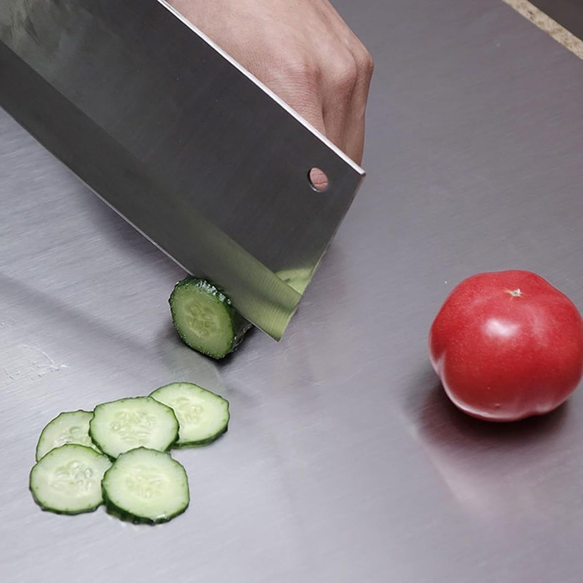 Stainless Steel Cutting Board with Lip for Kitchen Chopping Boards for Countertop Large Metal Cutting Board over Sink Suitable for Meat Fruits Vegetables Bread Noodle and Pizza Bamboo Knives - Image 50