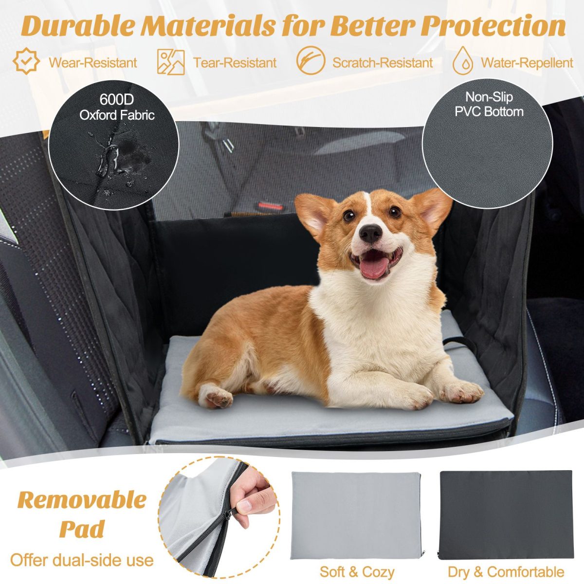 Dog Car Seat Cover for Small and Medium Dogs with Mesh Window - Image 8