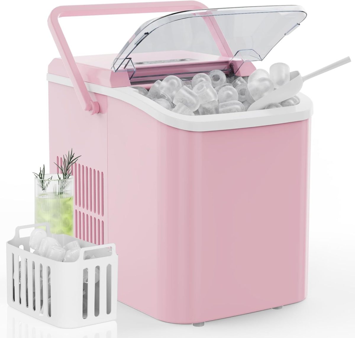 Countertop Ice Maker with Handle, 26lbs/24H Portable Ice Machine, 9 Bullet Ice Cubes Ready in 6 Mins, Self-Cleaning, Quiet Compact Ice Maker for Home, Kitchen, RV, Camping - Image 23