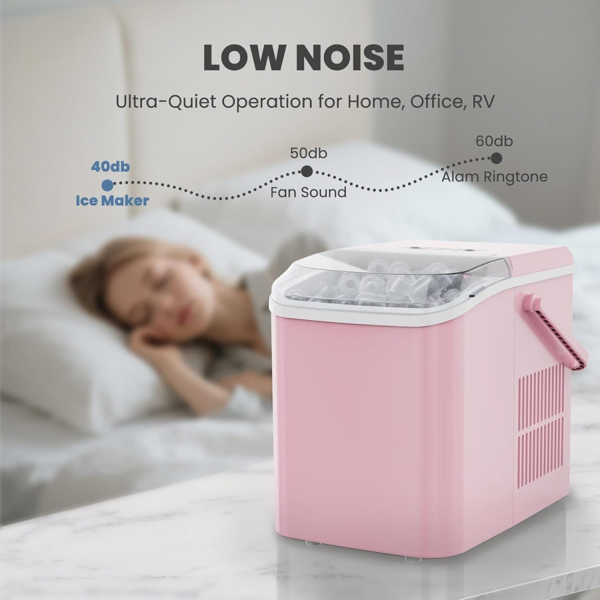Countertop Ice Maker with Handle, 26lbs/24H Portable Ice Machine, 9 Bullet Ice Cubes Ready in 6 Mins, Self-Cleaning, Quiet Compact Ice Maker for Home, Kitchen, RV, Camping - Image 29