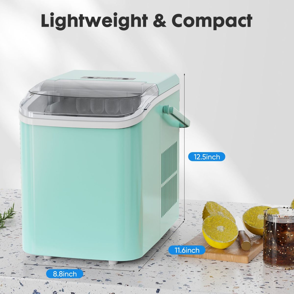 Countertop Ice Maker with Handle, 26lbs/24H Portable Ice Machine, 9 Bullet Ice Cubes Ready in 6 Mins, Self-Cleaning, Quiet Compact Ice Maker for Home, Kitchen, RV, Camping - Image 9