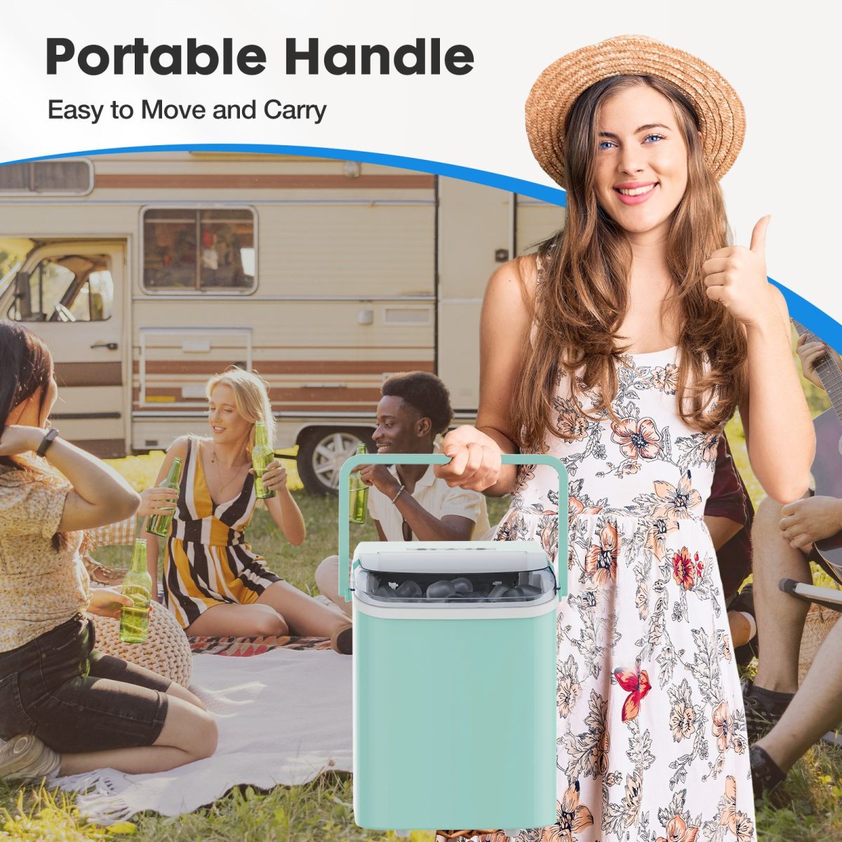 Countertop Ice Maker with Handle, 26lbs/24H Portable Ice Machine, 9 Bullet Ice Cubes Ready in 6 Mins, Self-Cleaning, Quiet Compact Ice Maker for Home, Kitchen, RV, Camping - Image 11