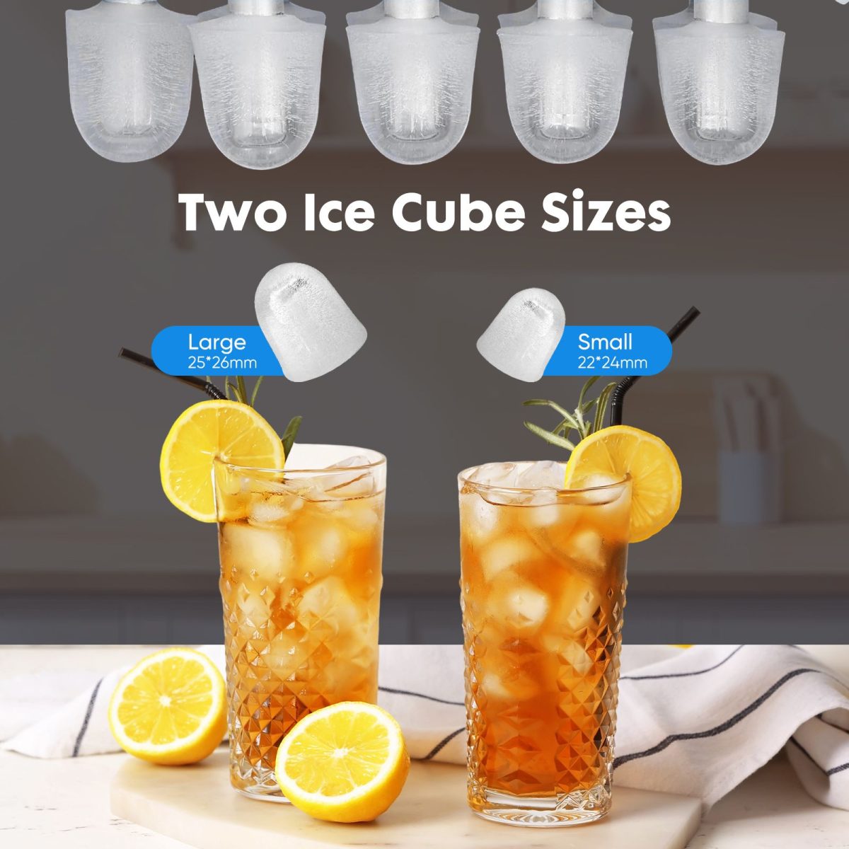 Countertop Ice Maker with Handle, 26lbs/24H Portable Ice Machine, 9 Bullet Ice Cubes Ready in 6 Mins, Self-Cleaning, Quiet Compact Ice Maker for Home, Kitchen, RV, Camping - Image 16