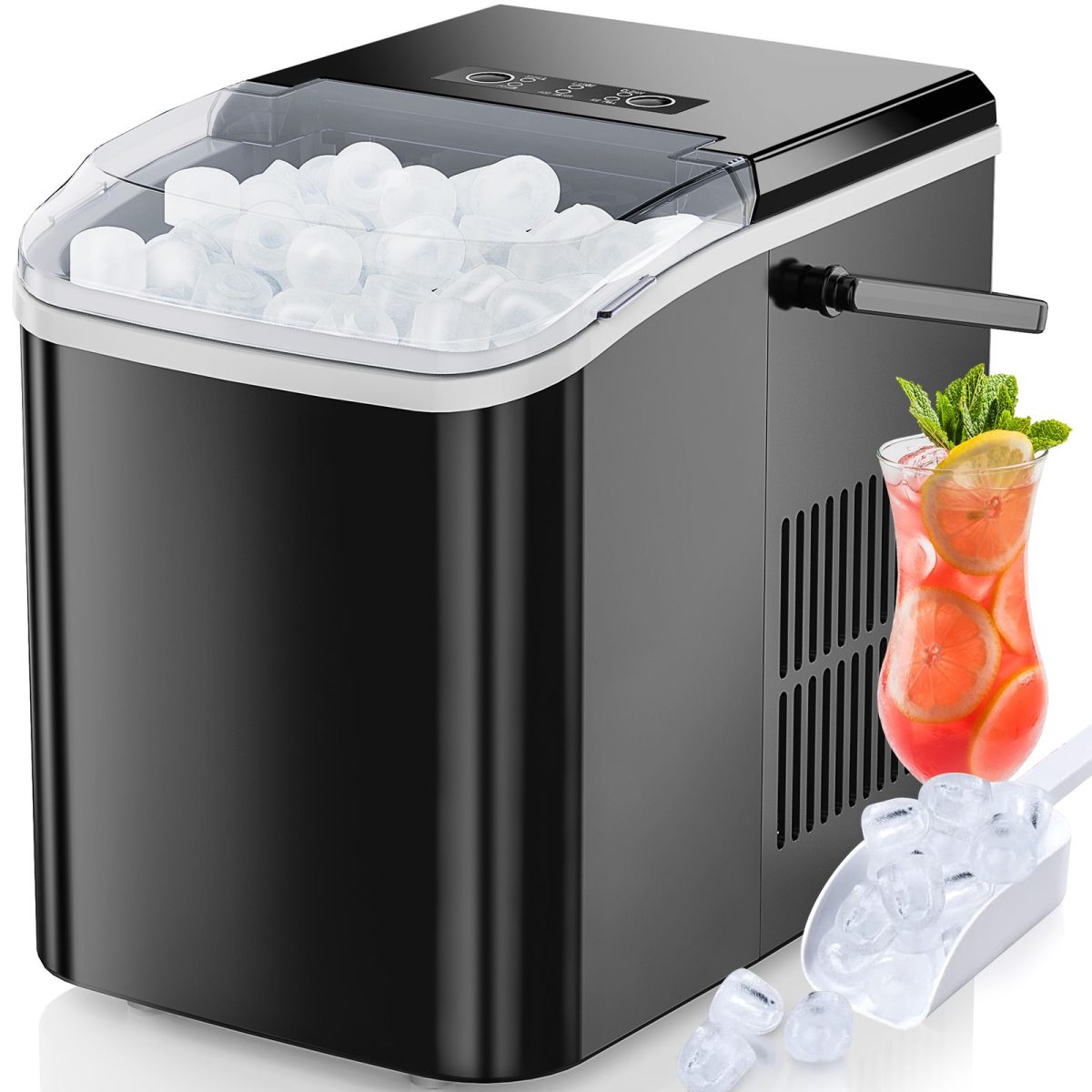 Countertop Ice Maker with Handle, 26lbs/24H Portable Ice Machine, 9 Bullet Ice Cubes Ready in 6 Mins, Self-Cleaning, Quiet Compact Ice Maker for Home, Kitchen, RV, Camping - Image 15