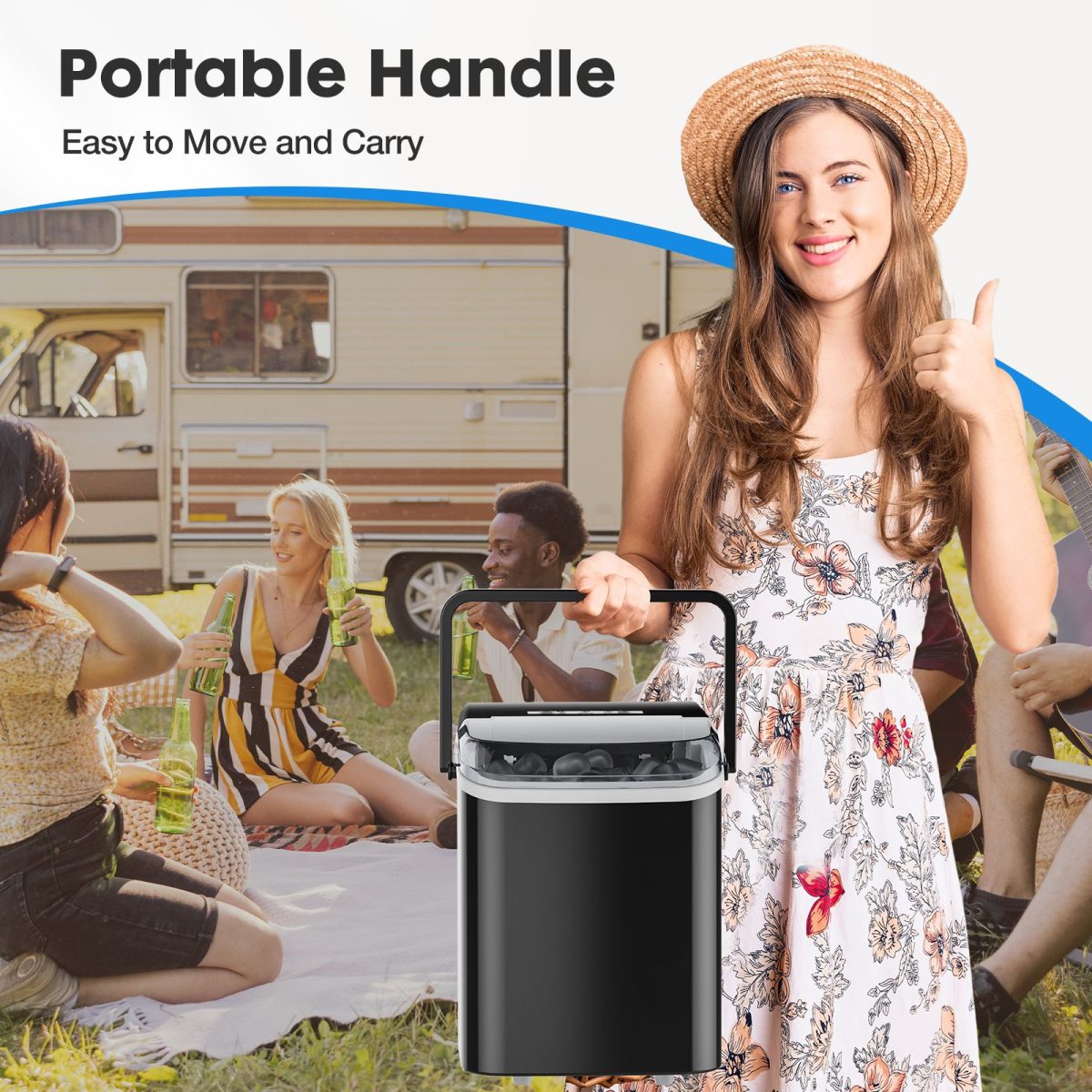 Countertop Ice Maker with Handle, 26lbs/24H Portable Ice Machine, 9 Bullet Ice Cubes Ready in 6 Mins, Self-Cleaning, Quiet Compact Ice Maker for Home, Kitchen, RV, Camping - Image 17