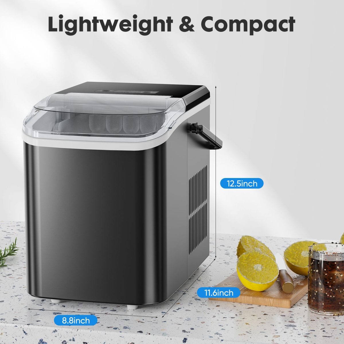 Countertop Ice Maker with Handle, 26lbs/24H Portable Ice Machine, 9 Bullet Ice Cubes Ready in 6 Mins, Self-Cleaning, Quiet Compact Ice Maker for Home, Kitchen, RV, Camping - Image 20