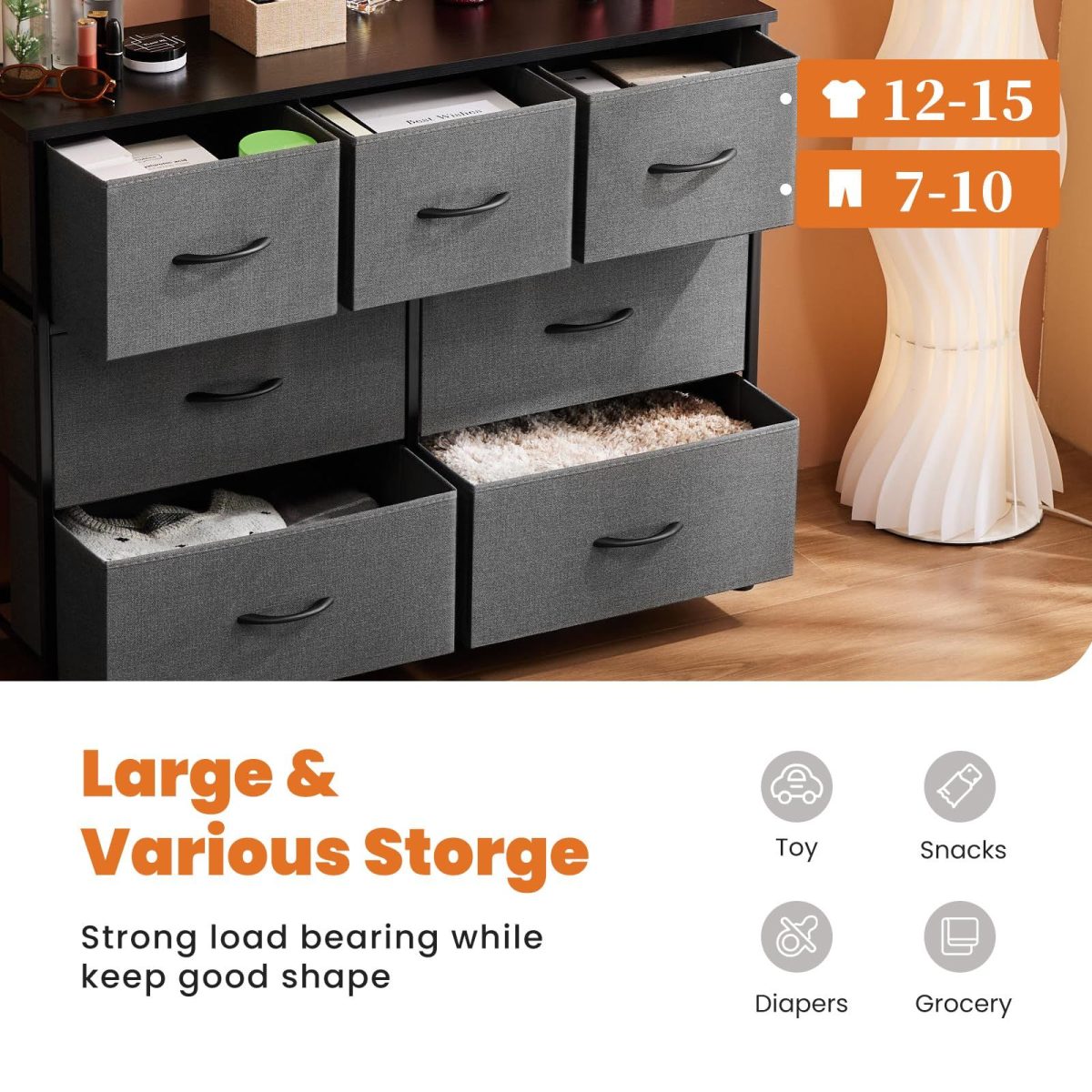 Dresser for bedroom 7 storage Spaces, assembled wardrobe lockers, bedroom furniture lockers - Image 14