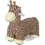Kids Electric Ride On Giraffe, 6V Battery Powered Ride On Toy with Washable Cover, Music for 1.5-5 Years, Brown