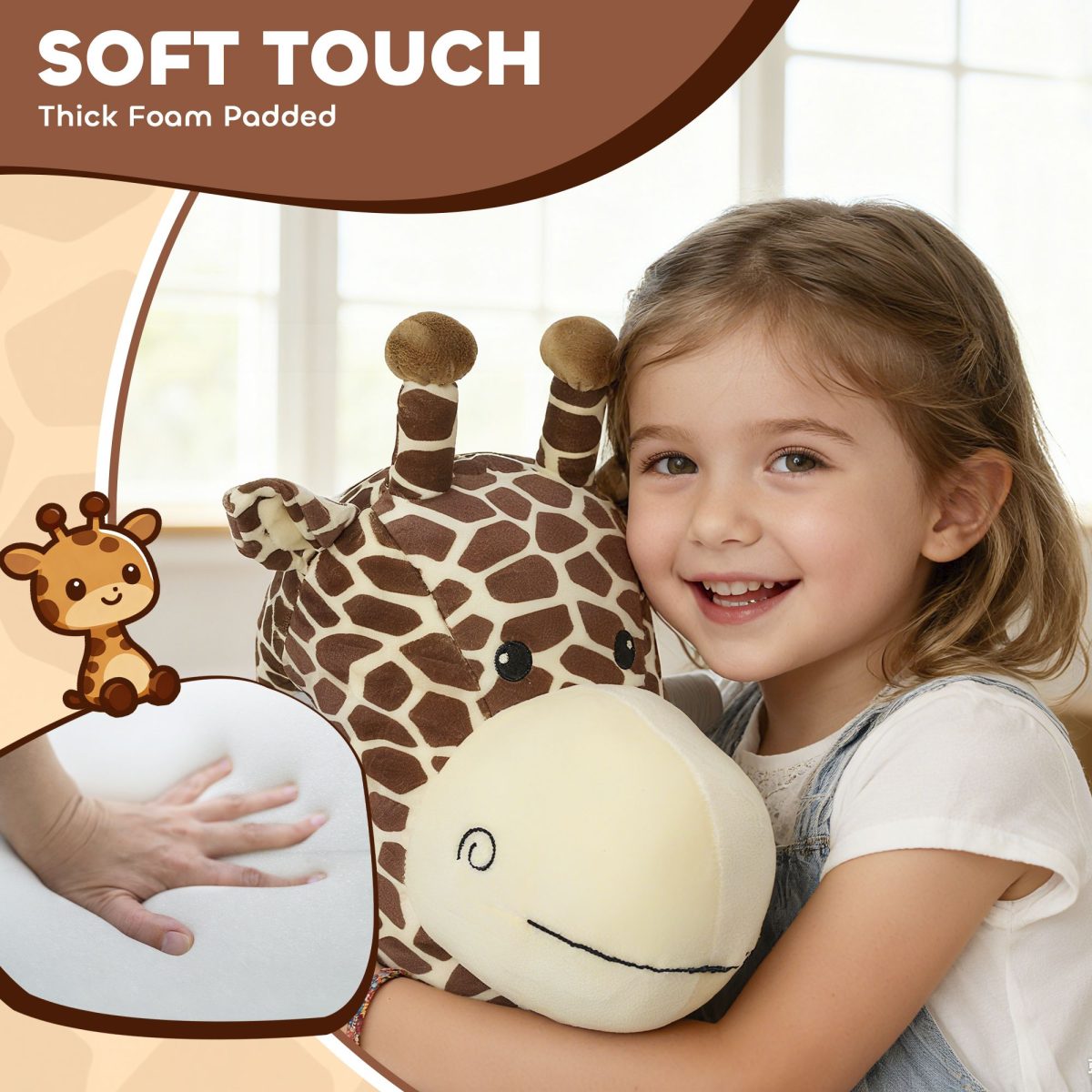 Kids Electric Ride On Giraffe, 6V Battery Powered Ride On Toy with Washable Cover, Music for 1.5-5 Years, Brown - Image 8