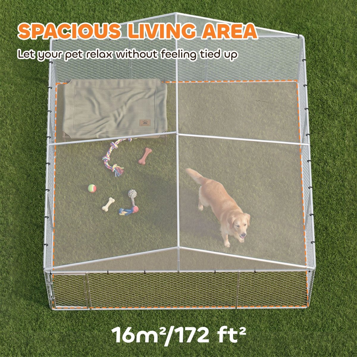 13' x 13' x 6.5' Dog Kennel Outdoor for Small Medium Dogs with Waterproof Roof, Silver - Image 5