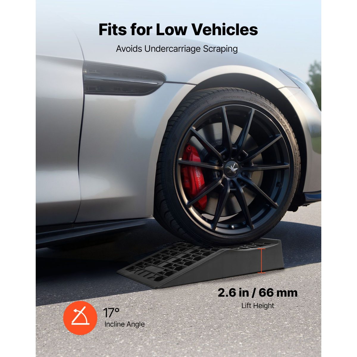 Car Ramps, 2 PCS 20000 lbs GVW Capacity, 2.6 in Lift Height, Portable Low Profile Car Service Ramps for Home Garage Maintenance & Oil Changes, Heavy Duty for Low Chassis Vehicle & Support Jack - Image 2
