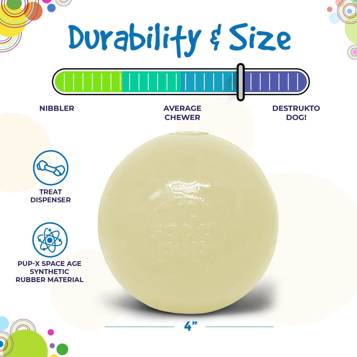 4" Glow-in-the-Dark Dog Ball - Treat Dispenser & Water Toy | USA Made - Image 4