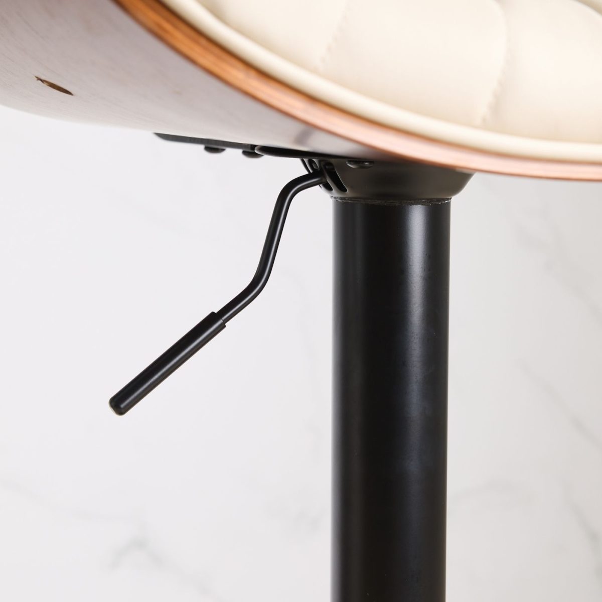 Walnut Bentwood Bar Stools Mid Century Modern Adjustable Counter Height Black Leather Upholstered 360°Swivel Bar Chairs for Kitchen Island/Dining Room/Cafe,Beige,Set of 2 - Image 13