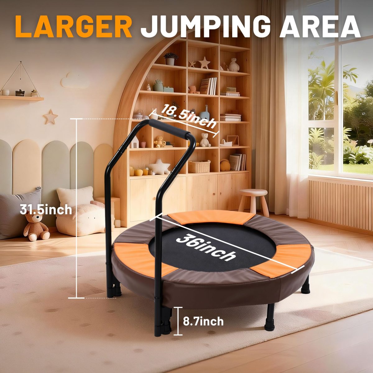 36 Inch Foldable Mini Trampoline, Indoor and Outdoor Rebounder for Kids,Toddler Trampoline Easy to Assemble, with Foam Handle and Safe Thickened Cover, Birthday Gift for Boys & Girlsfor Ages 1-6 - Image 5