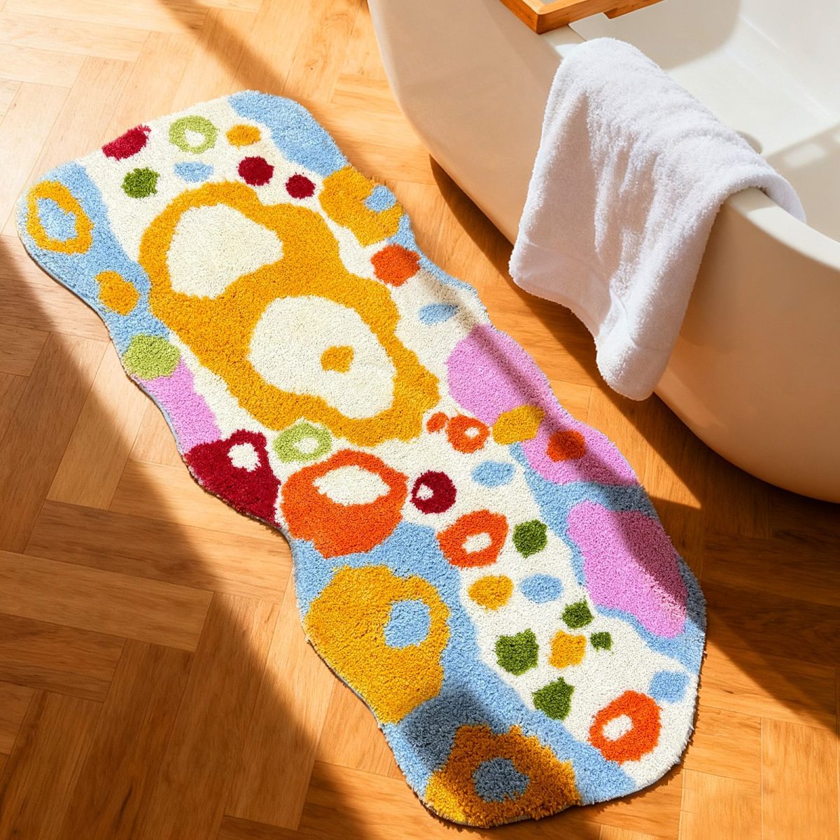 Boho Chic Colorful Abstract Bath Rug - Non-Slip, Ultra Soft, Quick-Dry Mat for Bathroom | Vibrant Artistic Design, Plush Comfort & Durable Style - Elevate Your Space with Trendy Home Decor - Image 2