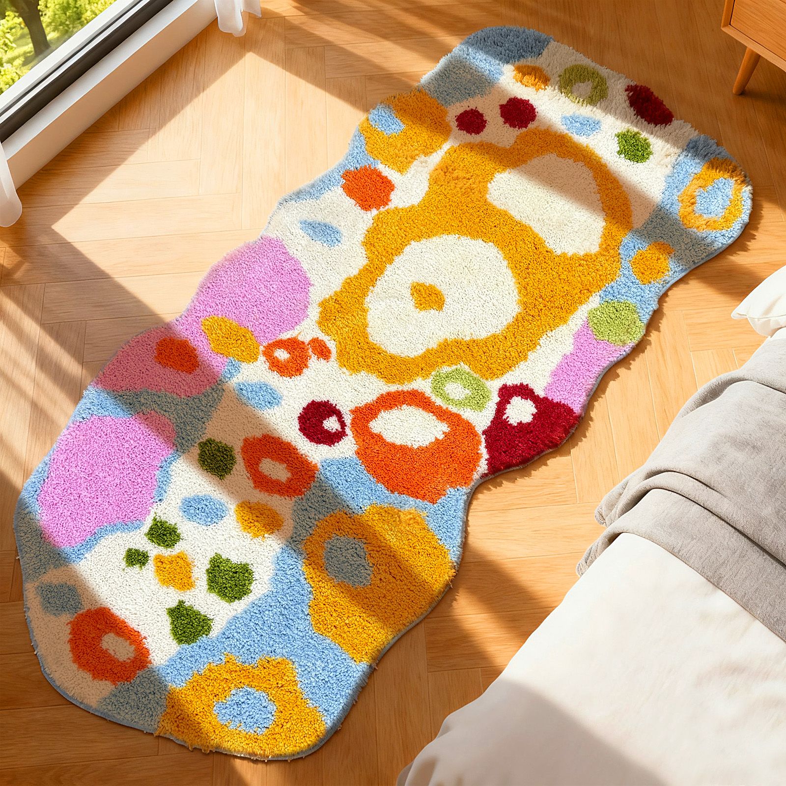 d01027rbm3j.jpg Boho Chic Colorful Abstract Bath Rug - Non-Slip, Ultra Soft, Quick-Dry Mat for Bathroom | Vibrant Artistic Design, Plush Comfort & Durable Style - Elevate Your Space with Trendy Home Decor - Image 1