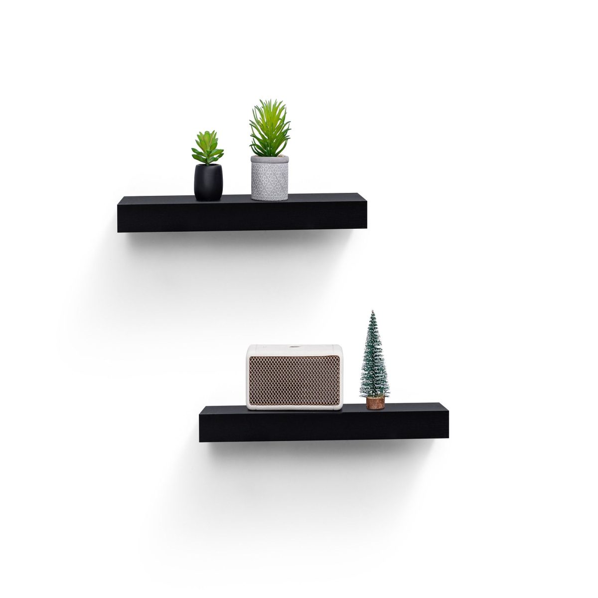 Floating Shelves 15.75" Wall Mounted Wood Shelves for Bathroom, Bedroom, Living Room, Kitchen, Hanging Shelf for Books/Storage/Decor with Invisible Brackets, Built-in LED Lighting, Black - Image 3
