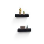 Floating Shelves 14.96" Wall Mounted Wood Shelves for Bathroom, Bedroom, Living Room, Kitchen, Hanging Shelf for Books/Storage/Decor with Invisible Brackets, Black