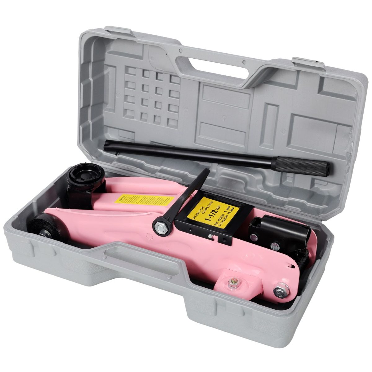 1.5 Ton Low Profile Hydraulic Trolle,Steel Racing Floor Jack,Lifting Range 5"-11.8", with Plastic Case,Pink Color - Image 2