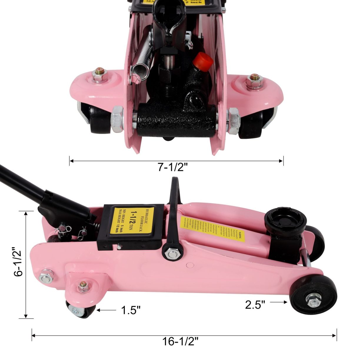 1.5 Ton Low Profile Hydraulic Trolle,Steel Racing Floor Jack,Lifting Range 5"-11.8", with Plastic Case,Pink Color - Image 17