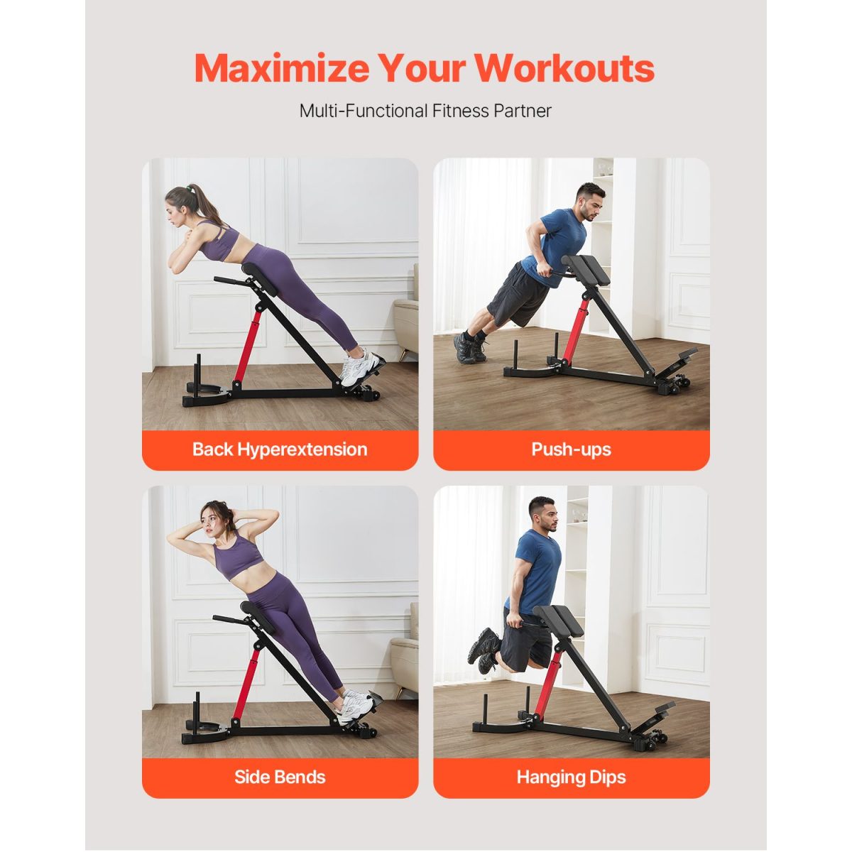 Roman Chair Hyperextension Bench, 350 lbs Adjustable Extension Machine, Multi-Function Exercise Equipment for Glute, Hamstring, Lower Back, and Ab Workout, Fitness Weight Bench for Home Gym - Image 2