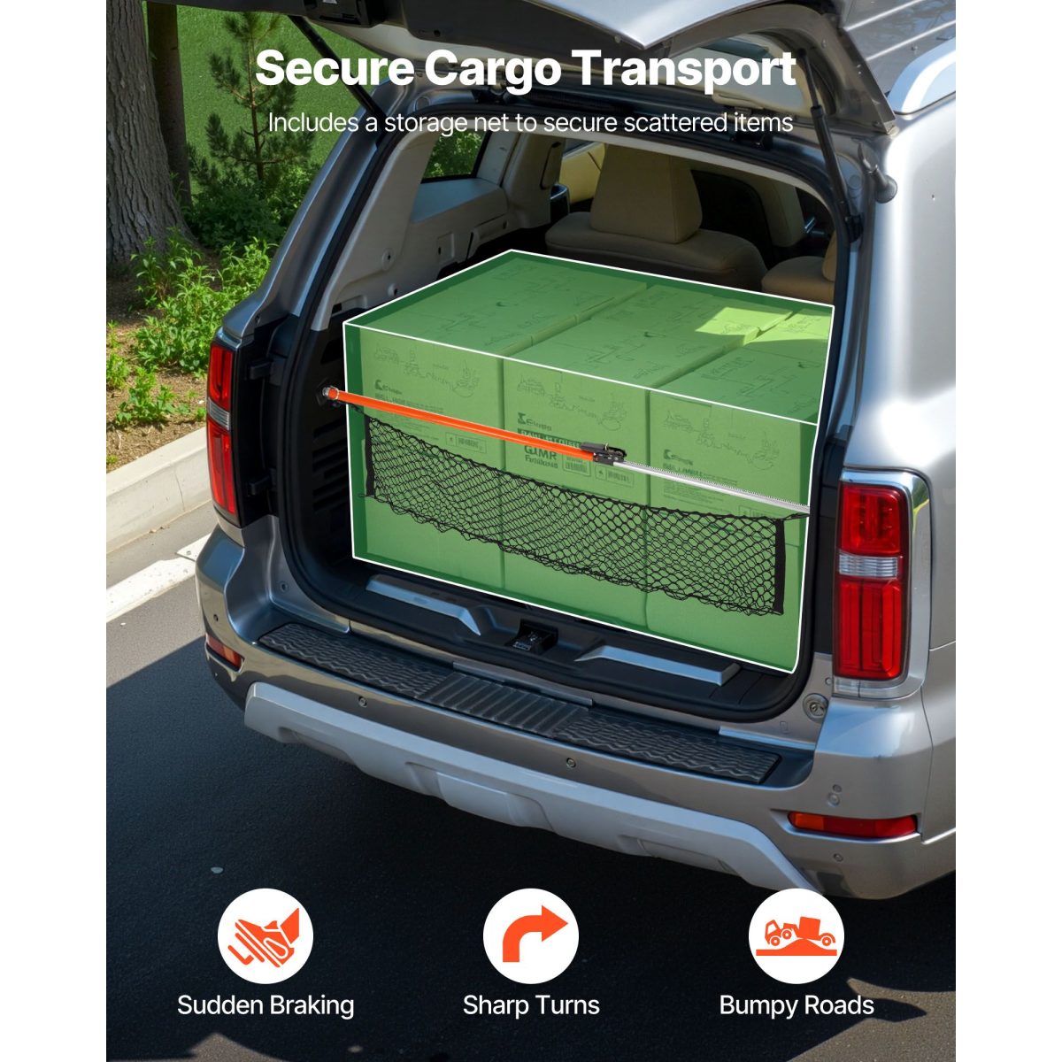 Cargo Bar, Ratcheting Cargo Bar Adjustable from 40" to 73", Heavy-duty Steel Cargos Stabilizer with Non-Slip Foot Pads, Telescoping Load Lock Bars Stop Sliding for SUVs, Sedans - Image 3